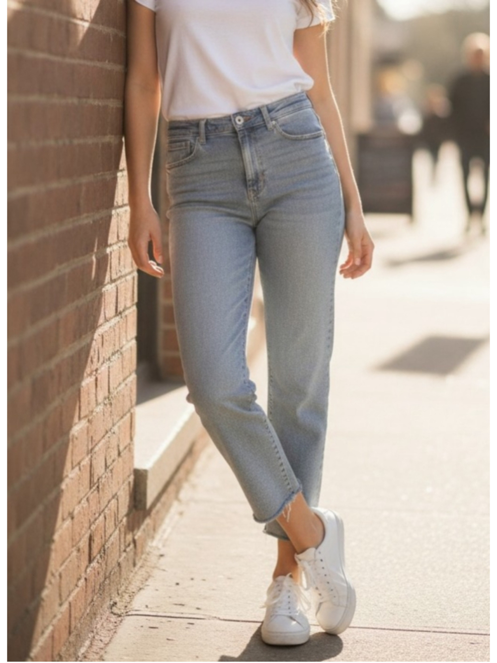 Kensie The Allie High Rise Slim Straight Jeans Size 8 Light Blue Denim